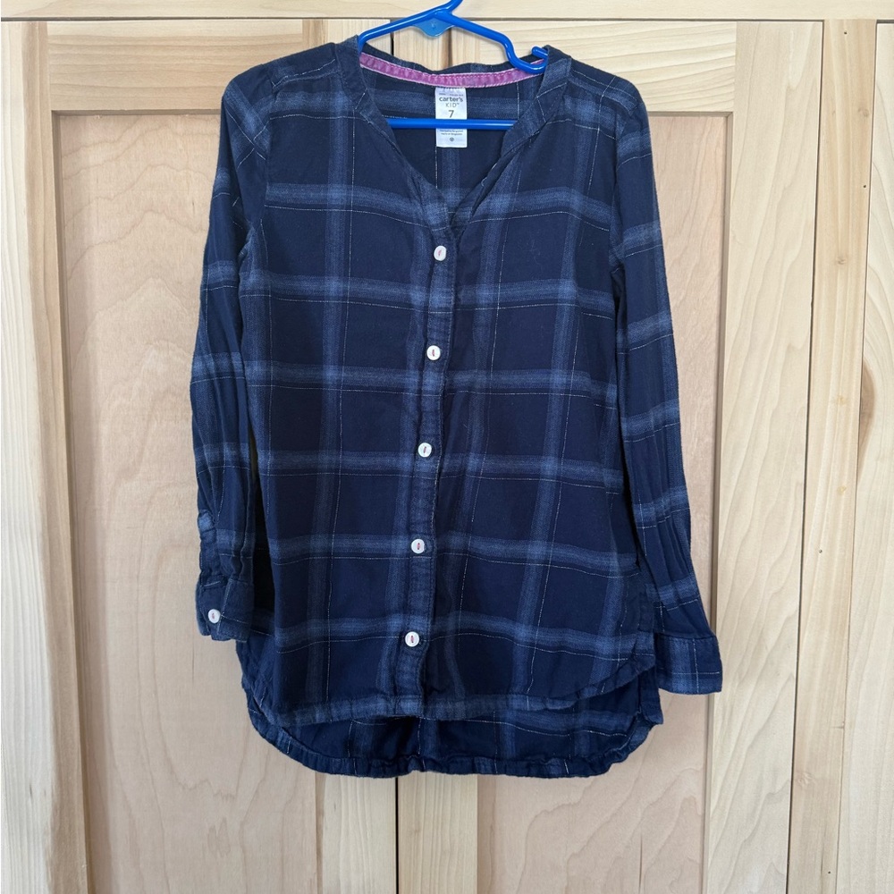 Carter's Dark Blue Plaid Shirt